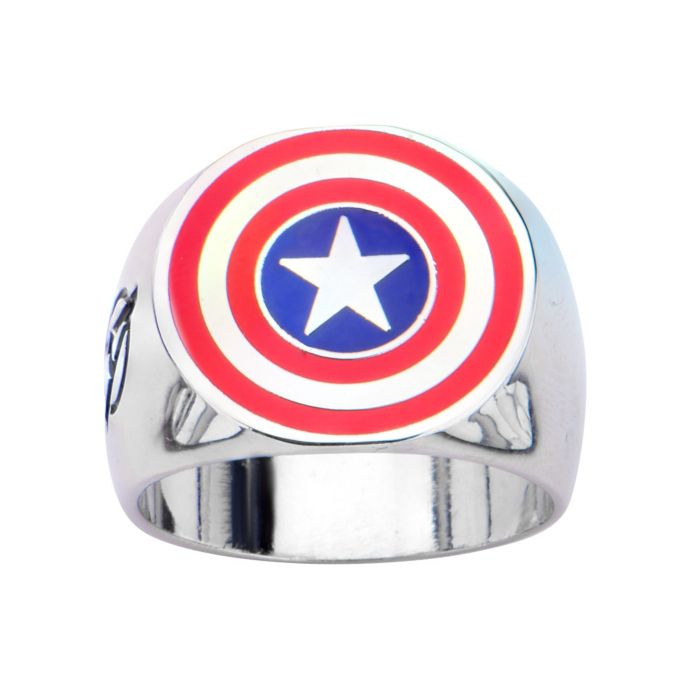 marvel stainless steel captain america shield logo men s ring bed bath beyond bed bath beyond