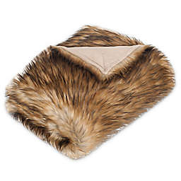 Safavieh Faux Raccoon Throw Blanket in Warm Brown