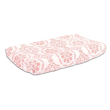 The Peanut Shell&trade; Medallions Changing Pad Cover in Coral. View a larger version of this product image.