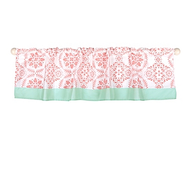 The Peanut Shell&trade; Dot Medallions Window Valance in Coral/Mint. View a larger version of this product image.