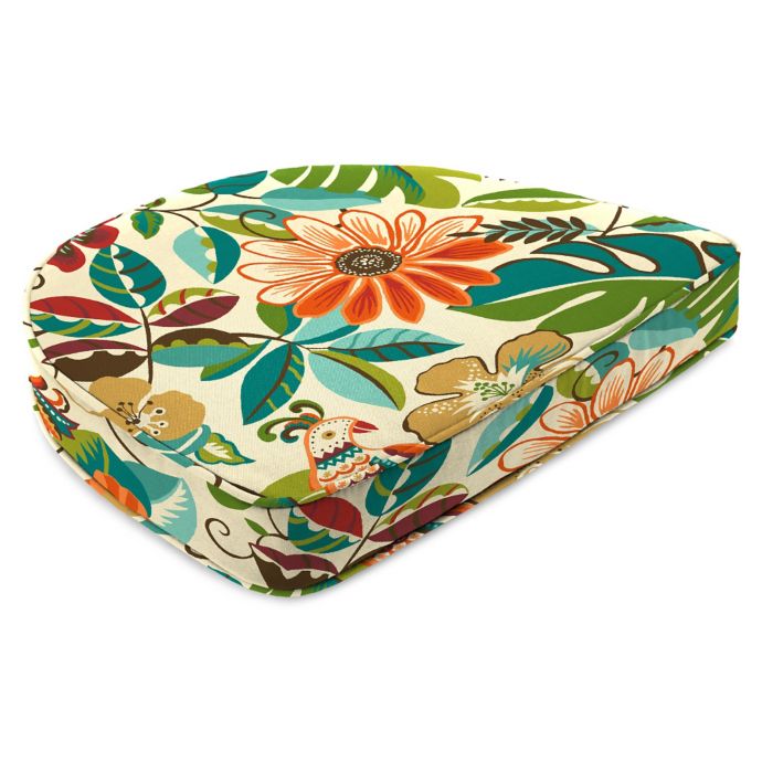 Outdoor Contoured Boxed Seat Cushion in Lensing Jungle | Bed Bath & Beyond