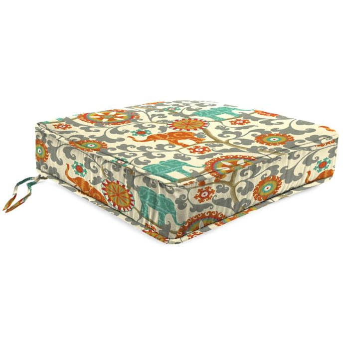 Outdoor Boxed Edge Seat Cushion in Menagerie Cayenne Bed Bath & Beyond