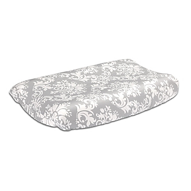The Peanut Shell&trade; Damask Changing Pad Cover in Grey. View a larger version of this product image.