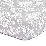 The Peanut Shell&trade; Damask Fitted Crib Sheet in Grey