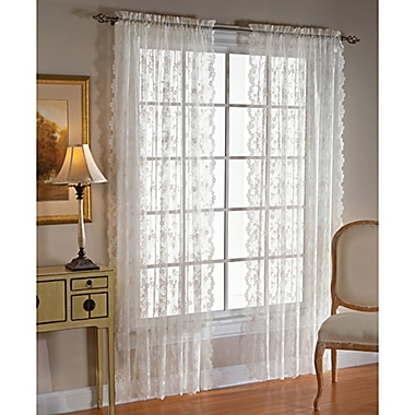 Petite Fleur 84-Inch Rod Pocket Window Curtain Panel in White (Single). View a larger version of this product image.