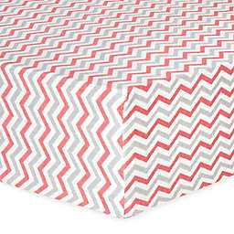 Trend Lab® Chevron Flannel Fitted Crib Sheet in Coral and Grey