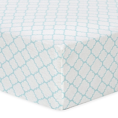 Trend Lab&reg; Quatrefoil Flannel Fitted Crib Sheet in Mint. View a larger version of this product image.