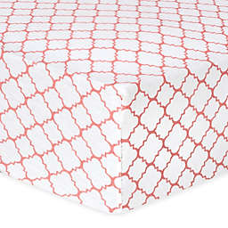Trend Lab® Quatrefoil Flannel Fitted Crib Sheet in Coral