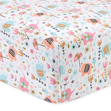 Trend Lab&reg; Playful Elephants Flannel Fitted Crib Sheet. View a larger version of this product image.