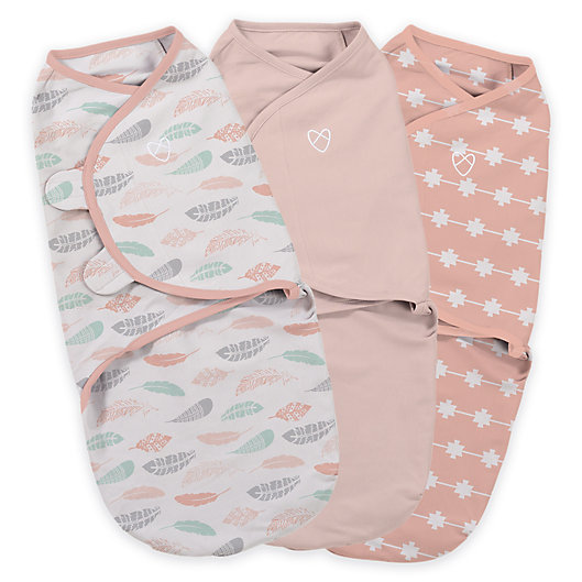 Alternate image 1 for SwaddleMe® Original Swaddle Small/Medium 3-Pack Feathers in Coral