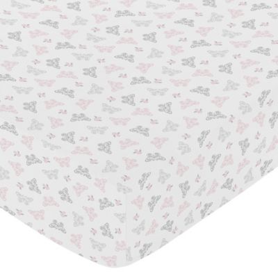 Sweet Jojo Designs Alexa Butterfly Fitted Crib Sheet In Pink Grey