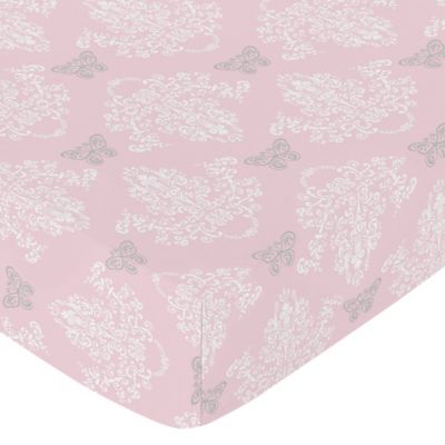 Sweet Jojo Designs Alexa Damask Fitted Crib Sheet In Pink Grey