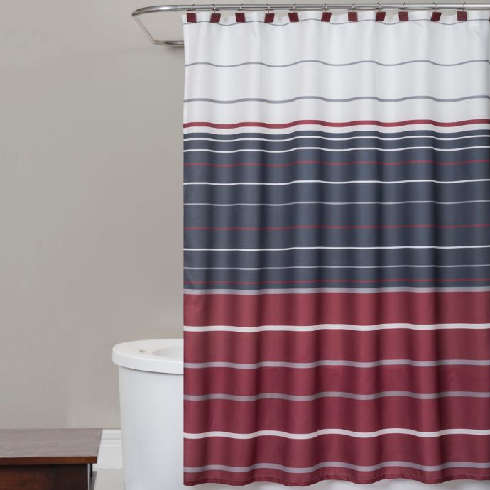 Evan Stripe Shower Curtain In Red Bed Bath Beyond