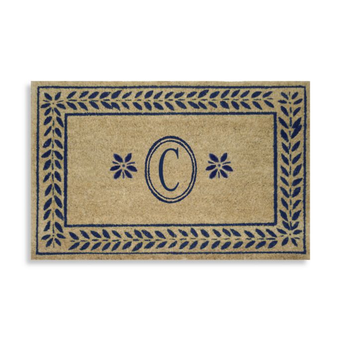 Leafy Vine Blue 38 Inch X 60 Inch Monogrammed Letter C Door Mat Bed Bath Beyond