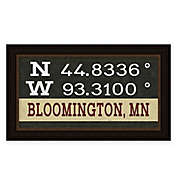 Retro Style Framed &quot;Bloomington&quot; Map Coordinates 16-Inch x 28-Inch Sign