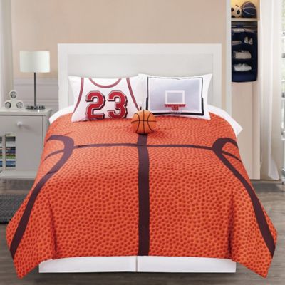 B-Ball Reversible Comforter Set in Orange