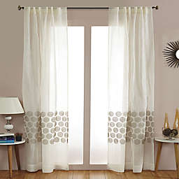 India's Heritage Jute Swirl 96-Inch Rod Pocket Sheer Window Curtain Panel in White (Single)