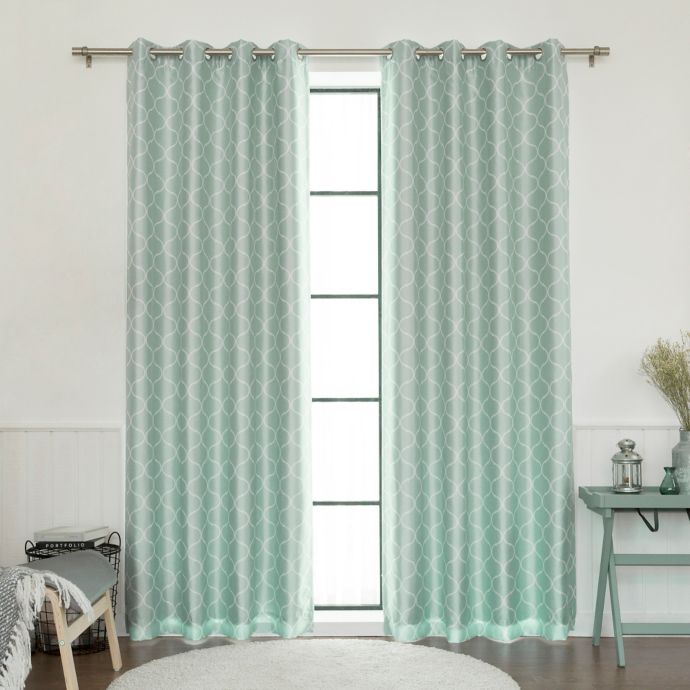 Decorinnovation Quatrefoil Faux Silk 84 Inch Blackout Grommet Top
