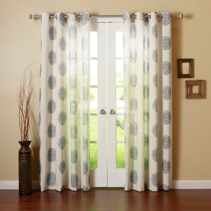 Decorinnovation Medallion Grommet Top Window Curtain Panel ...