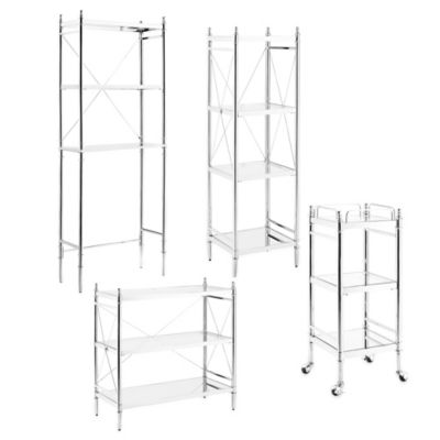 chrome bathroom shelving unit