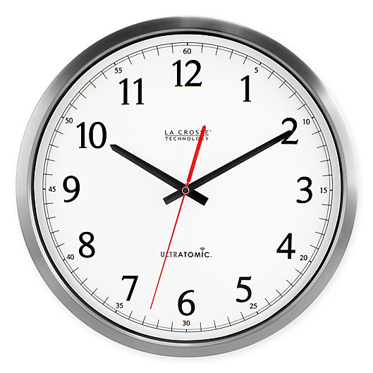Alternate image 1 for UltrAtomic 14-Inch Analog Wall Clock in Silver