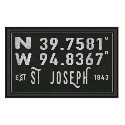St. Joseph Missouri Coordinates 28-Inch x 16-Inch Framed Wall Art