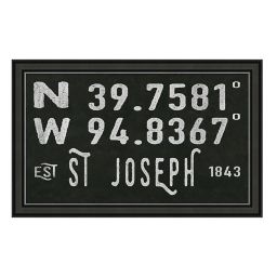 St. Joseph Missouri Coordinates 28-Inch x 16-Inch Framed Wall Art