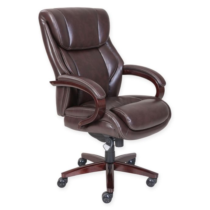 La Z Boy Bellamy Leather Executive Office Chair In Coffee Bed