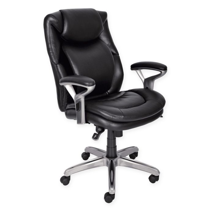 Serta Wellness Leather Executive Office Chair In Black Bed Bath