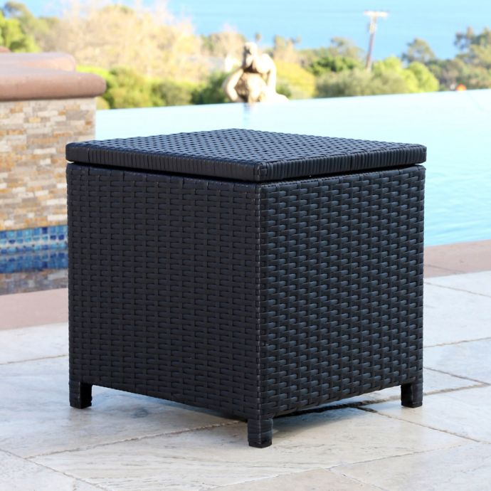 Abbyson Living® Carlsbad Outdoor Wicker Patio Storage Ottoman | Bed