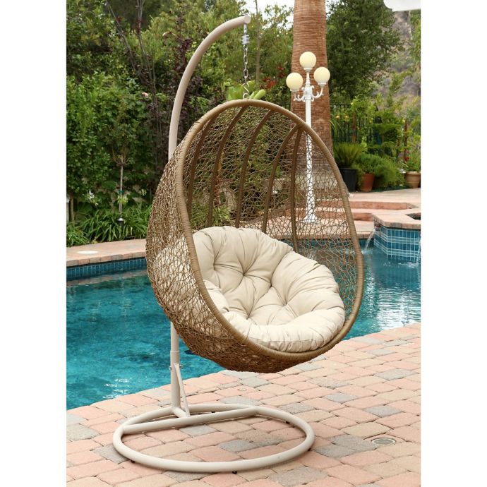 Abbyson Living® Hampton Outdoor Wicker Swing Chair in Light Brown | Bed