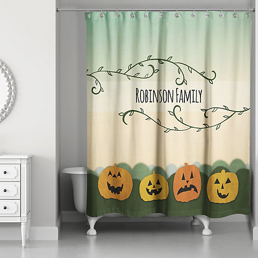 Alternate image 1 for Pumpkin Patch Friends Shower Curtain in Green/Orange