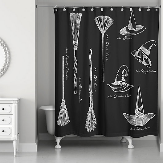 Alternate image 1 for Witchify Shower Curtain in Black/White
