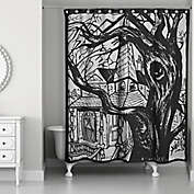 Haunted House Shower Curtain in Black