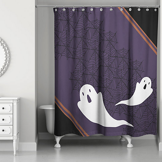 Alternate image 1 for Ghost Pals Shower Curtain in Black/Purple