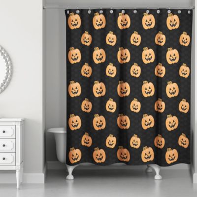 orange and black shower curtain