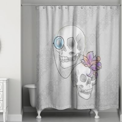 Skelton Ritz Shower Curtain in Grey/White