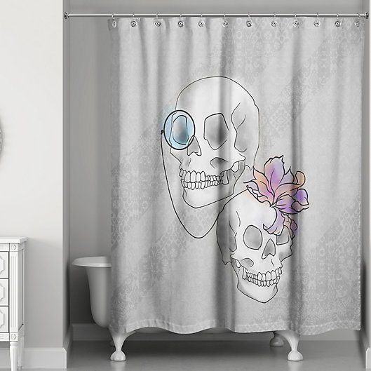 Alternate image 1 for Skelton Ritz Shower Curtain in Grey/White