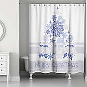 Elegant Blue Christmas Shower Curtain in White/Blue