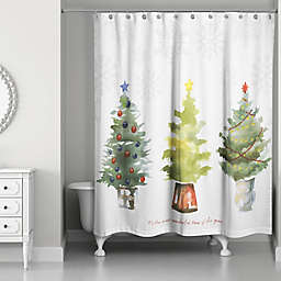 Most Wonderful Time Shower Curtain in White/Green