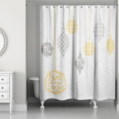 Elegant Blue Shower Curtain, White Silver Gold Shower Curtain