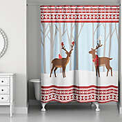 Winter Deer Shower Curtain in Red/Blue