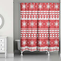 Holly Jolly Patterns Shower Curtain in Red/White