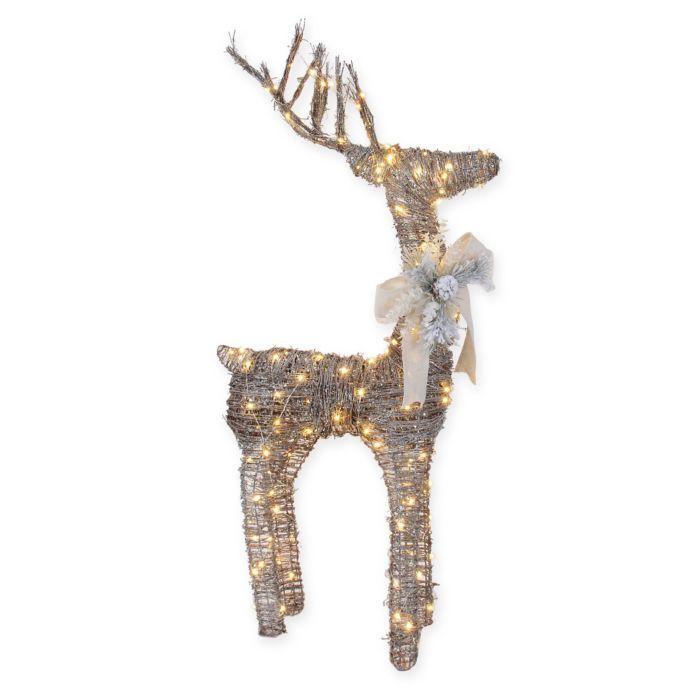 48-Inch Micro LED Lighted Standing Reindeer in Brown | Bed Bath & Beyond