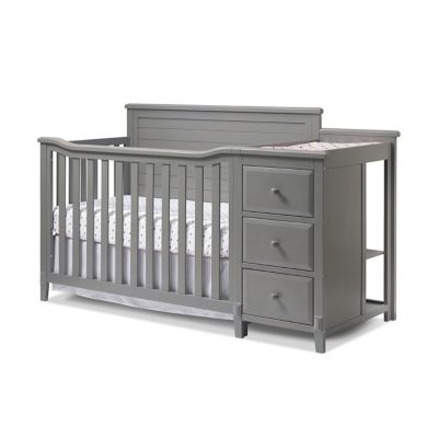 grey cot bed and changing table
