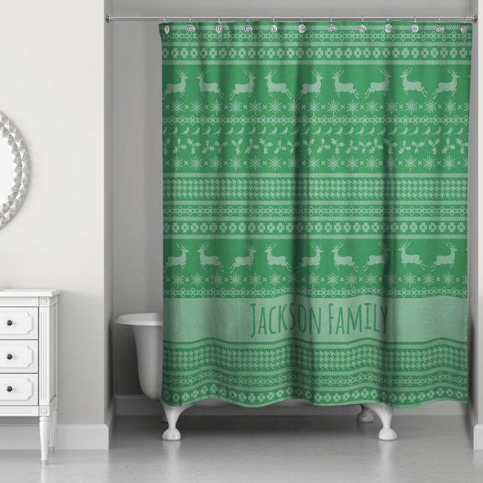Christmas Sweater Shower Curtain In Green Bed Bath Beyond