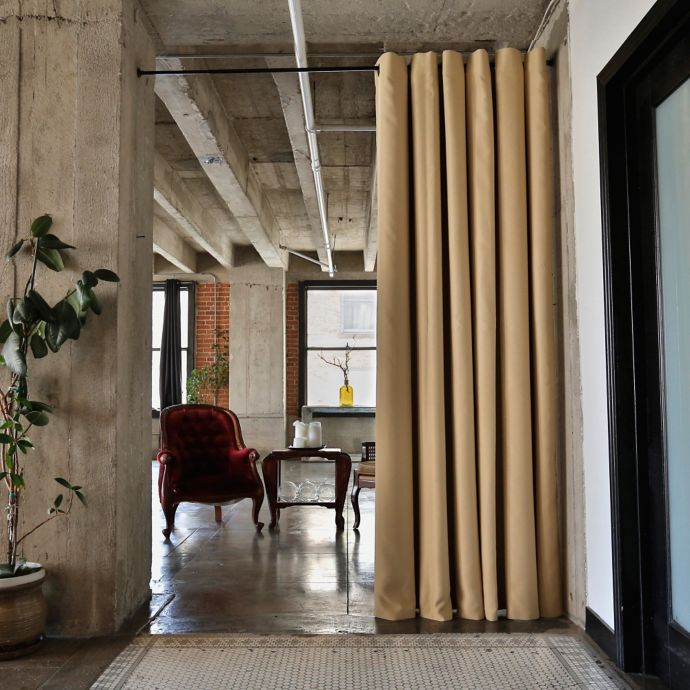 RoomDividersNow Tension Rod Room Divider Kit with 9Foot Tall Curtain