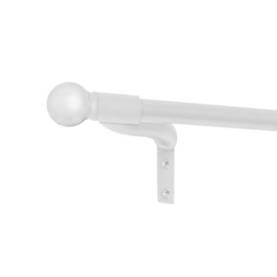 Smart Rods 18 to 48-Inch Easy Install Adjustable Café Window Rod with Ball Finials in White