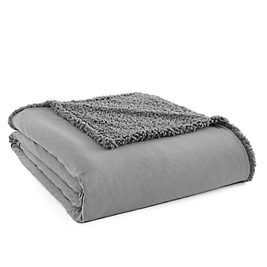 Micro Flannel&reg; to Sherpa Twin Blanket in Greystone. View a larger version of this product image.