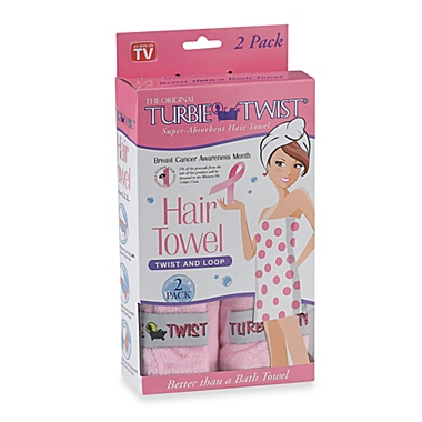 The Original Turbie Twist® Super-Absorbent Hair Towel in Pink (Set of 2) |  Bed Bath & Beyond